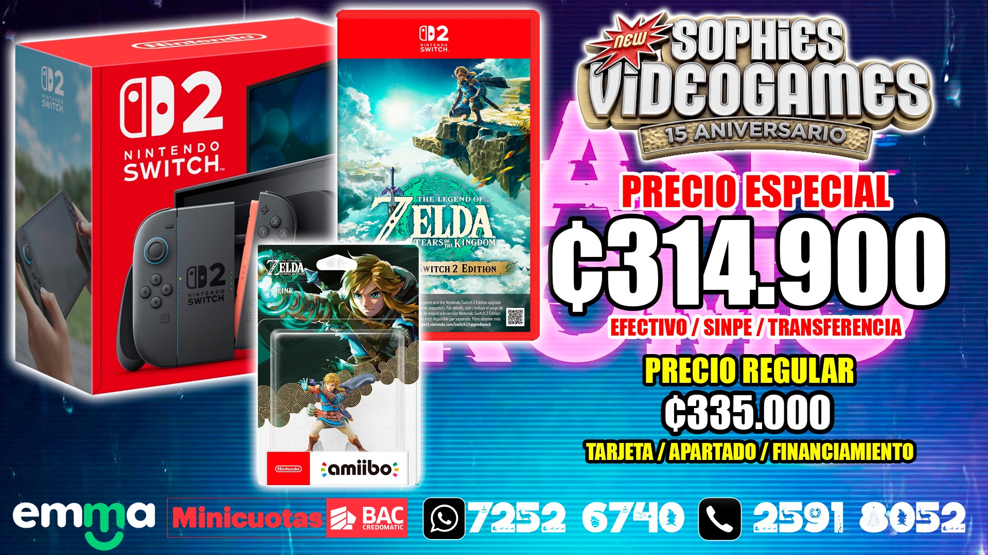 Nintendo Switch 2 + Zelda: Tears of the Kingdom NS2 Ed. + Amiibo Link