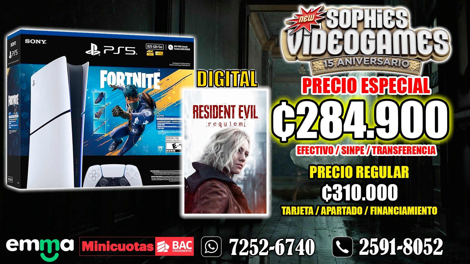 PS5 Digital + Fortnite + Resident Evil Requiem