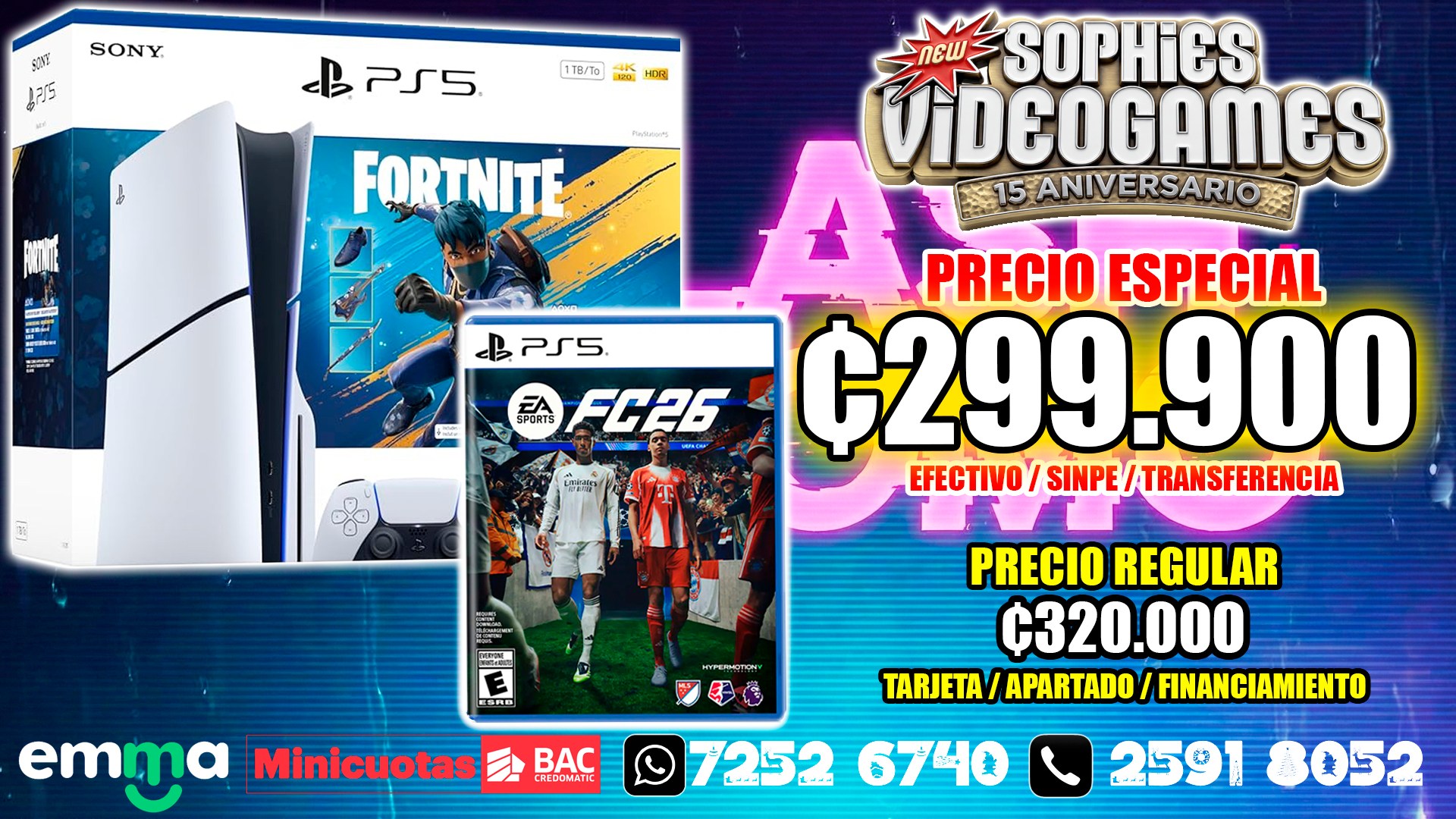 PS5 Slim + Fortnite + EA Sports FC 26
