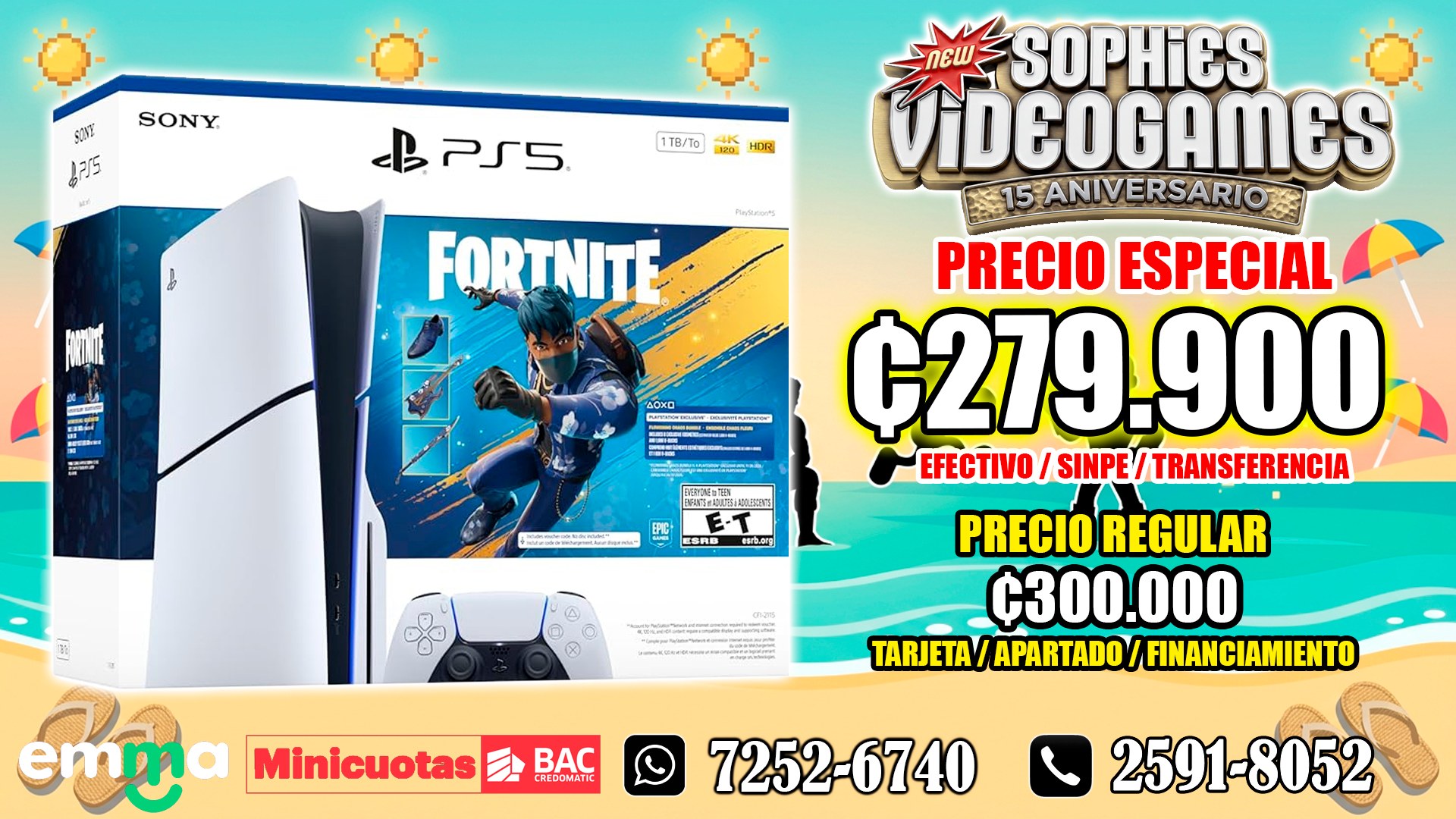 PS5 Slim Disco 1TB + Fortnite Bundle