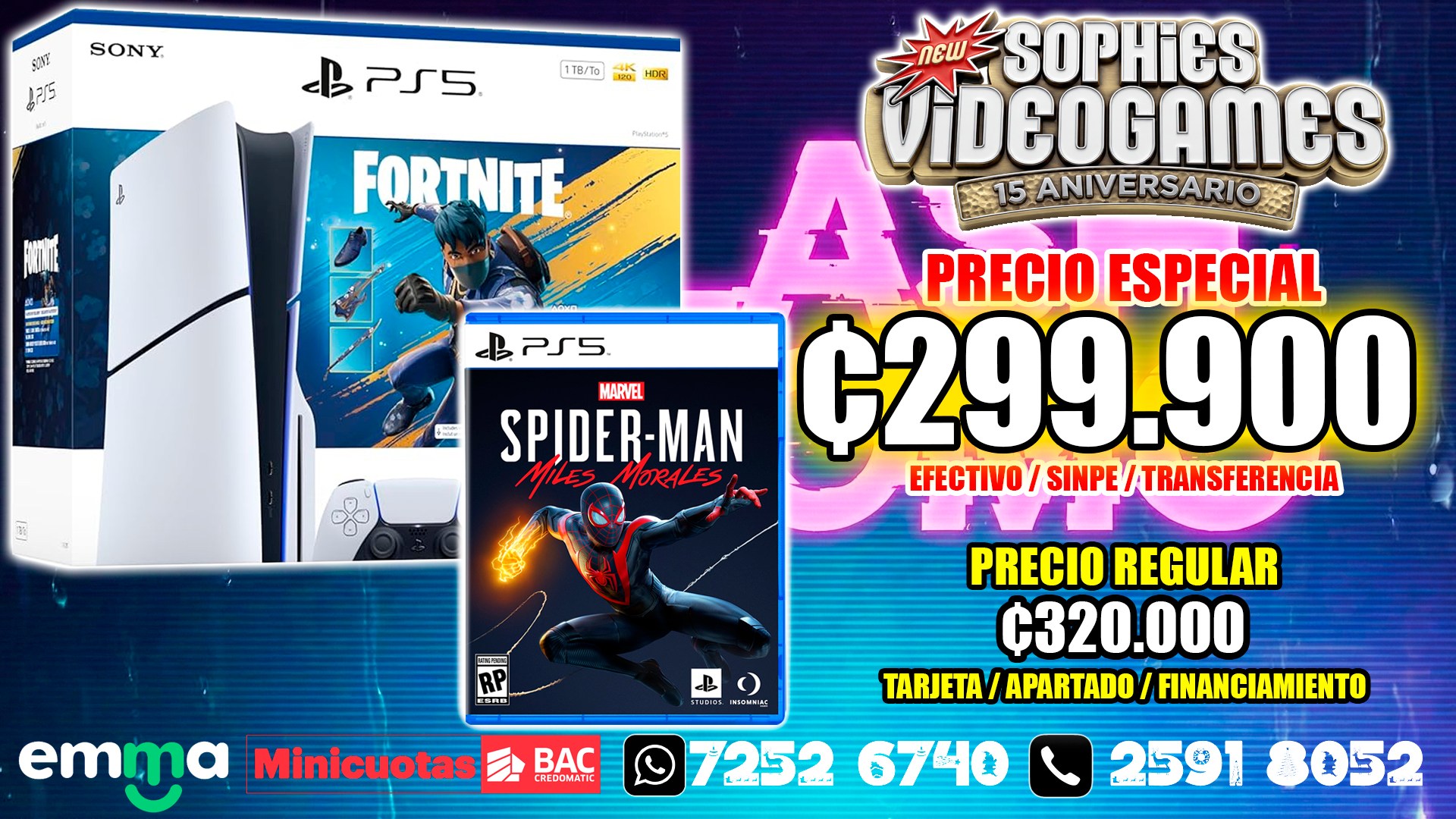 PS5 Slim + Fortnite + Spider-Man: Miles Morales